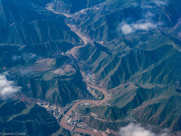 Flying into Tibet this morning a clear view of the villages in the valley.