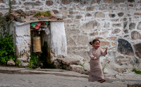 A very excited little girl visiting the monastery.