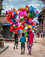 Colourful balloons as we enter Patan Durbar Square.