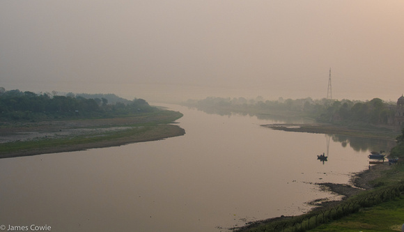The river Yamuna that runs in front of the Taj at sunrise.