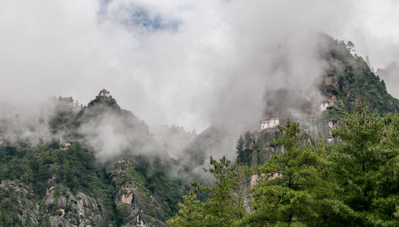 View of Tiger's Nest from the Valley - the climb is 910 Meters to the top.