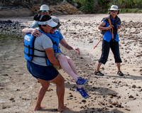 Helen did not want to get her feet wet.