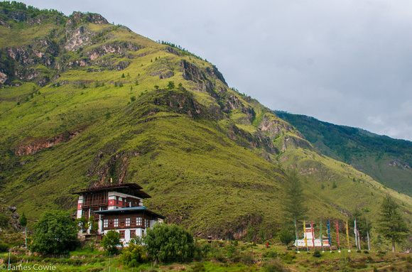 A countryside monastery as we drive toward Thimphu.