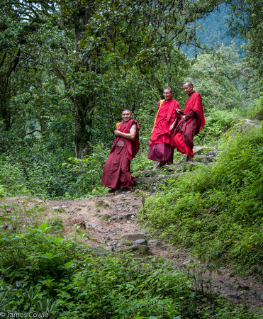 Monks returning from the top.