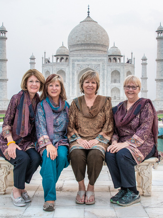 Four of our princess guests posing with their new India outfits. Margit, Julie, Susan and Sandy.