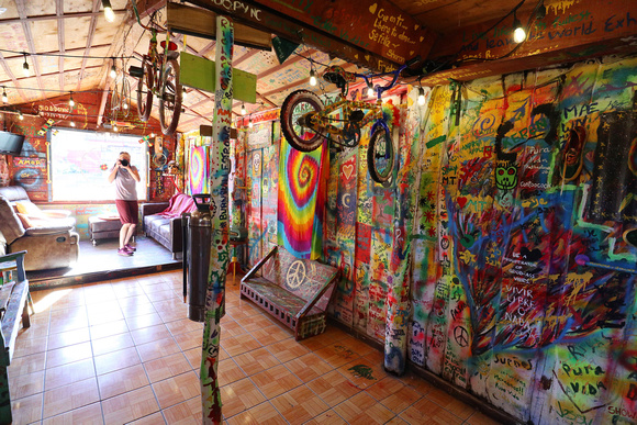Inside the colourful shop.