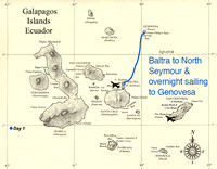 Map showing first day sailing.