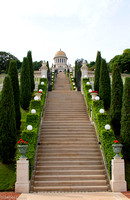 The steps to the top of the Bahai temple.