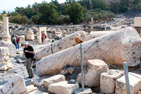 Beit Shean more pillars down by earthquake.