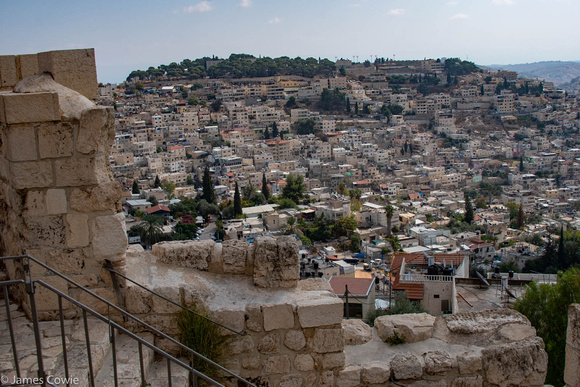 From the Jerusalem city wall overlooking Kidron Valley.